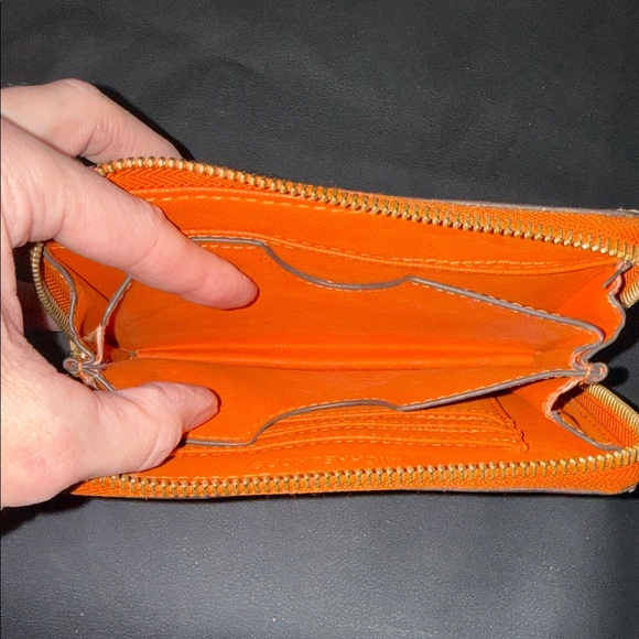 Michael Kors Orange Saffiano Zip Wallet with Gold Plaque - Picture 8 of 12